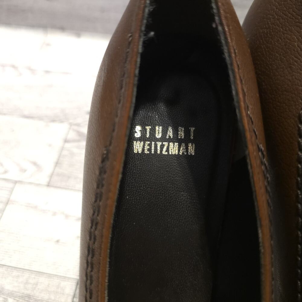 STUART WEITZMAN Brown Leather Platform Pumps 3.5" Heel Size 9M - Picture 6 of 13